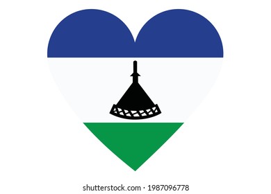 Heart flag vector of Lesotho on white background.