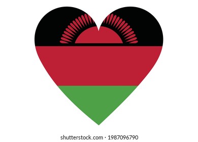 Heart flag vector of Malawi on white background.