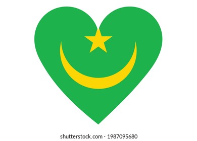 Heart flag vector of Mauritania on white background.