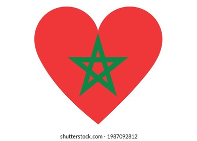 Heart flag vector of Morocco on white background.