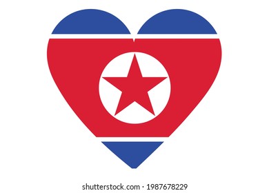 El vector del pabellón del corazón de Corea del Norte sobre fondo blanco. 