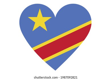 Herzflagge, Vektorgrafik der Republik Kongo auf weißem Hintergrund.