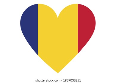 Heart flag vector of Romania on white background.