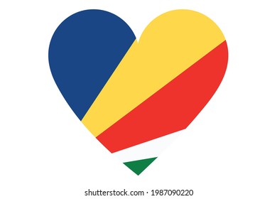 Vector de bandera cardíaca de las Seychelles sobre fondo blanco.