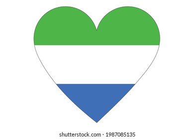 Heart flag vector of Sierra Leone on white background.