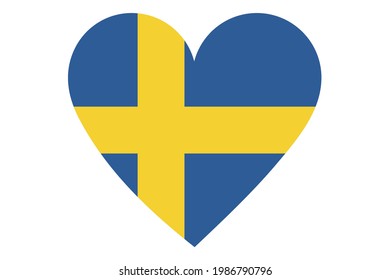 Heart flag vector of Sweden on white background.