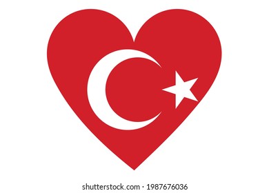 Heart flag vector of Turkey on white background. 