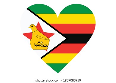 El vector de bandera del corazón de Zimbabue sobre fondo blanco.