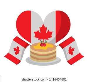 heart flags and pancakes happy canada day vector illustration  