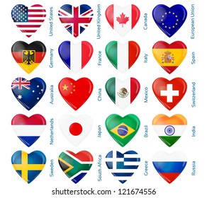 heart flags popular countries