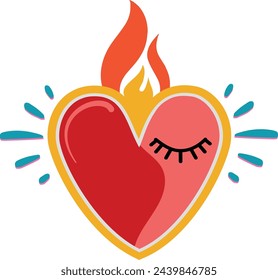 heart in flame, heart,  eyes, fire, san valentine, love