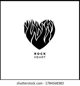 Un corazón con una llama adentro. Logo vector bueno para café rock