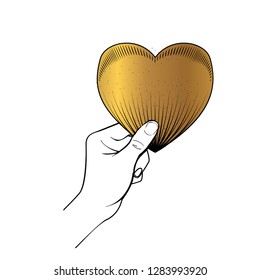 heart flame vector drawing sketch black and gold