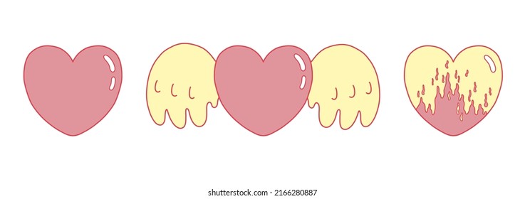 Heart with flame and wings. Vector illustration y2k. Nostalgia for the 2000 years. Perfect print for tshirt