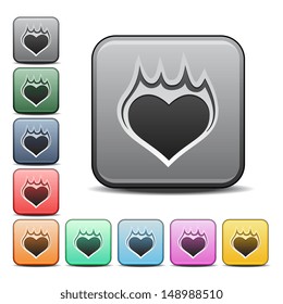 Heart with Flames Icon with Color Variations