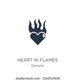 Heart in flames icon vector. Trendy flat heart in flames icon from general collection isolated on white background. Vector illustration can be used for web and mobile graphic design, logo, eps10