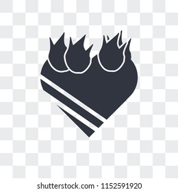Heart In flames vector icon isolated on transparent background, Heart In flames logo concept