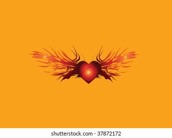 heart with flaming beam vector