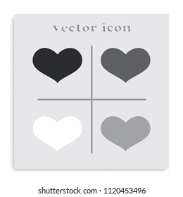 Heart flat black and white vector icon.