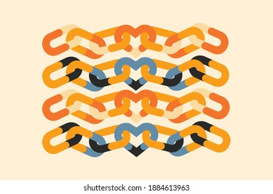 Herz flach Cartoon Symbol Set. Romantisches abstraktes anderes Formsymbol am Valentinstag. Liebes Bannervorlage dekoratives Element für Hochzeitseinladungskarte. Einzeln auf weißer Vektorgrafik