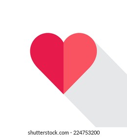 Heart with flat designed shadow