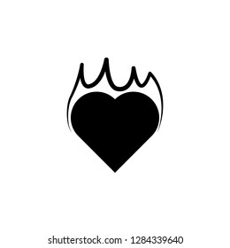 heart flat, fire icon. Element of Valentine's Day icon for mobile concept and web apps. Detailed heart flat, fire icon can be used for web and mobile