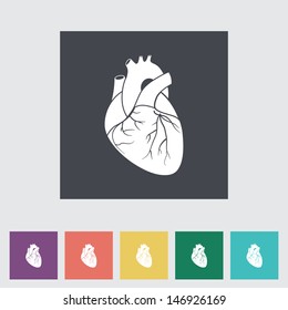 Heart flat icon, black silhouette. Vector illustration EPS 8.