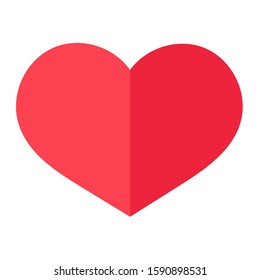 Heart flat icon is divided into 2 colors isolated on white background. Vector stock illustration. Valentine's day