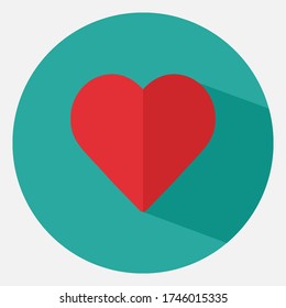 heart flat icon with long shadow vector