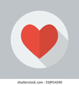 Heart Flat Icon With Long Shadow