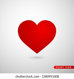 Heart flat icon. Love symbol isolated on gray background. Vector illustration.