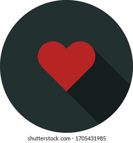 Heart flat icon on dark background, vector symbol 