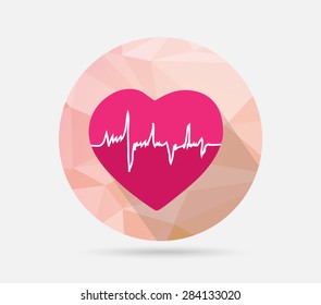 heart flat icon on geometric background