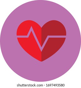 Heart flat icon on pink background, vector symbol