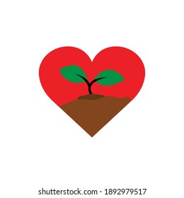 icono de la llanura cardíaca con planta. diseño simple editable. vector de plantilla de diseño