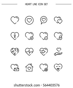Heart flat icon set. Collection of high quality outline symbols for web design, mobile app. Heart vector thin line icons or logo.