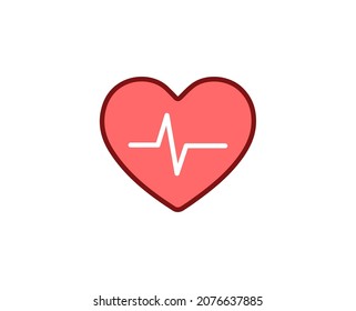 Icono plano del corazón. Señales de línea delgada para el logotipo de diseño, tarjeta de visita, etc. Símbolo de esquema único de alta calidad para diseño web o aplicación móvil. Pictograma de contorno médico.