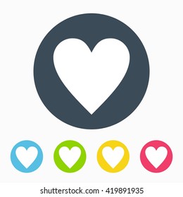 Heart Flat icon Vector with color Variations
