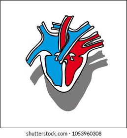 heart flat material design landing site isolated on white background vector illustration.