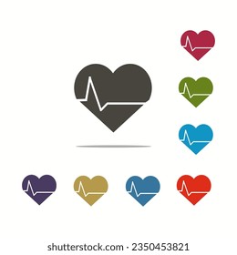 Heart flat in multi color style icon Vector illustration