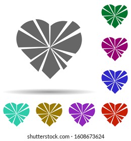 Heart flat, splinters in multi color style icon. Simple glyph, flat vector of heart icons for ui and ux, website or mobile application