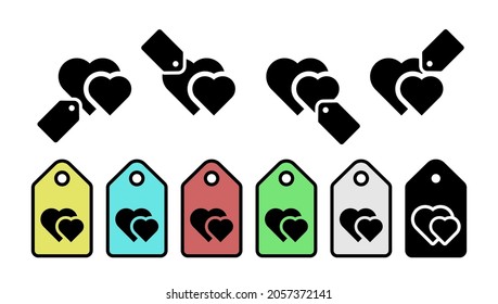 Heart flat vector icon in tag set illustration for ui and ux, website or mobile application
