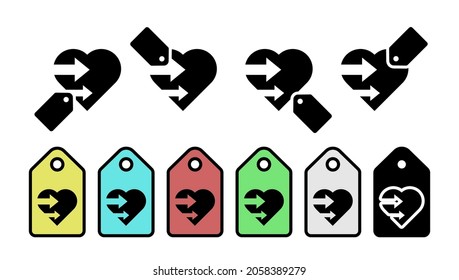 Icono de vector plano cardíaco en la ilustración de conjunto de etiquetas para ui y ux, sitio web o aplicación móvil