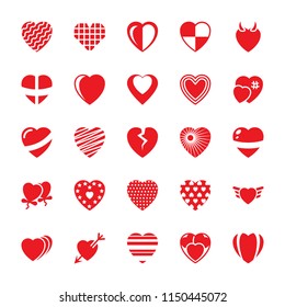 Heart Flat Vector Icons Set 
