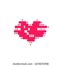 Heart of floating clouds. Heart icon, modern minimal flat design style. Vector illustration isolated on white background, love symbol
