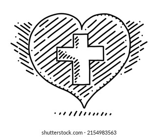 Heart floating with a cross design in the middle symbolizing love for the Father