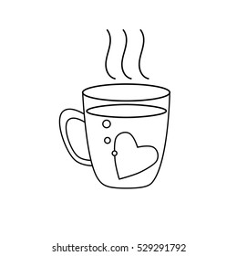 A heart floats in the cup. Vector illustration.