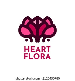 heart flora flower nature logo concept design illustration