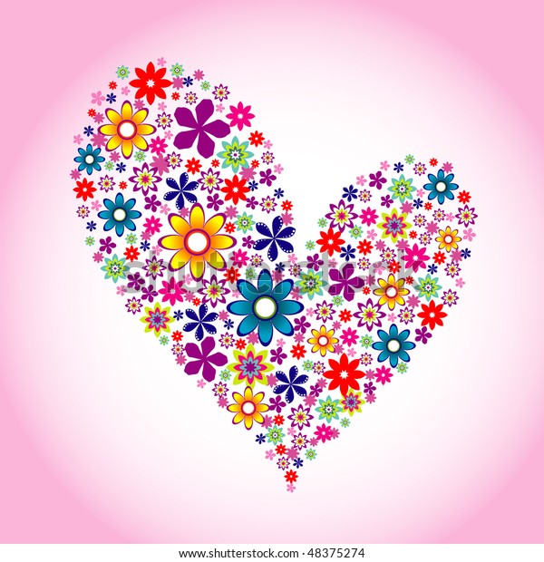 Heart Floral Background Stock Vector (Royalty Free) 48375274