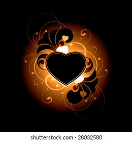 Heart and floral elements on a dark background